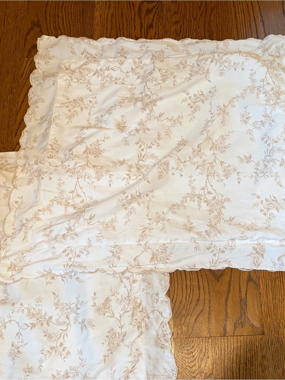 Schweitzer Linen King Duvet Cover & Two Shams Egyptian Cotton Beige Floral Italy